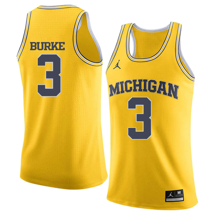 University of Michigan #3 Trey Burke Yellow College Basketball Jersey